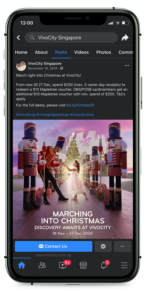 VivoCity Christmas 2020 Facebook Post